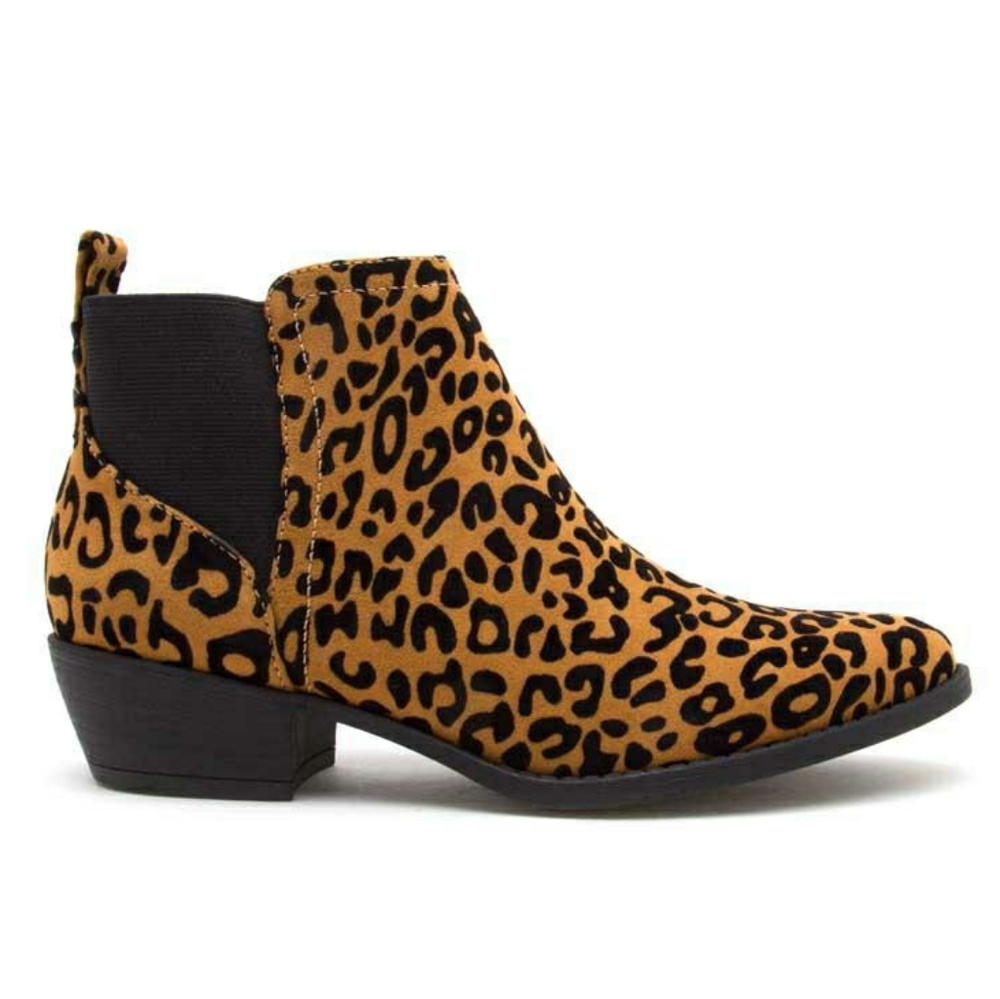 Sochi-217 Camel Black Leopard Chelsea Booties